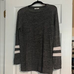 Charcoal Gray Sweater with White Accents
